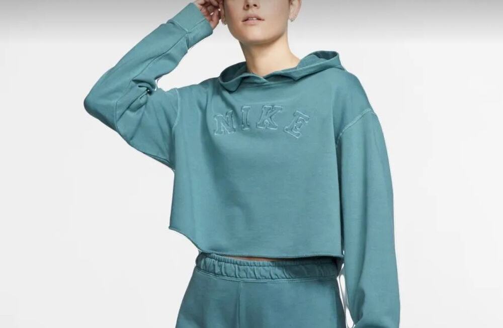 Nike Sportswear Washed Pullover Hoodie Womens Cj4110 Blue Size Small‎ FLAW